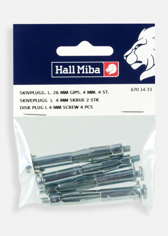 Hallmiba Schraube und Dübel für Gipswand L 4 mm - 4er-Pack