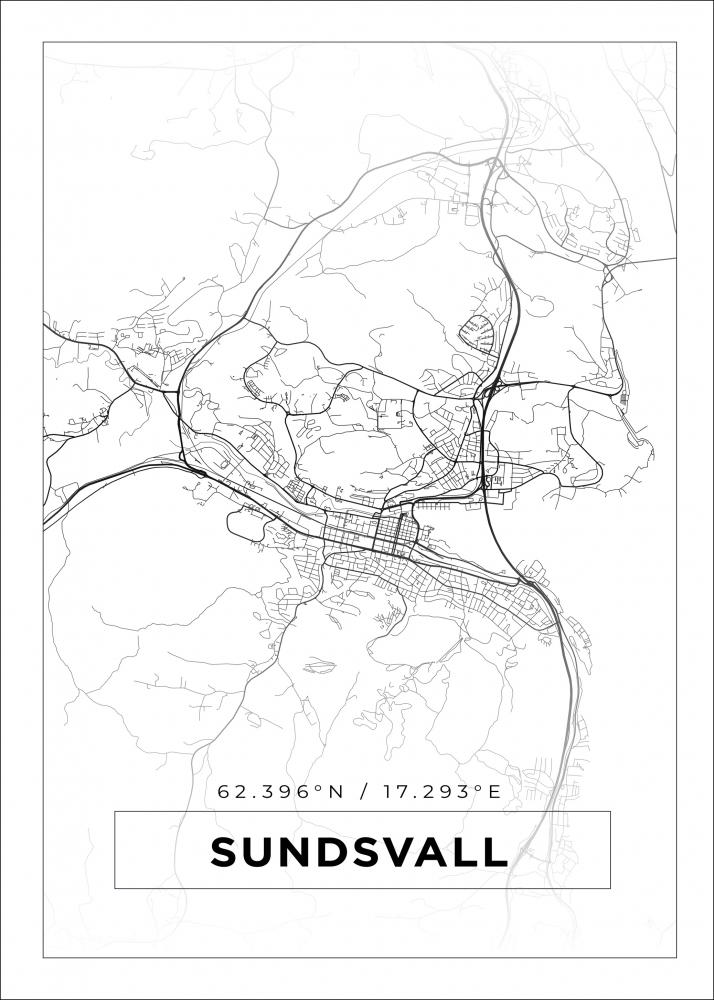 Bildverkstad Map - Sundsvall - White Poster