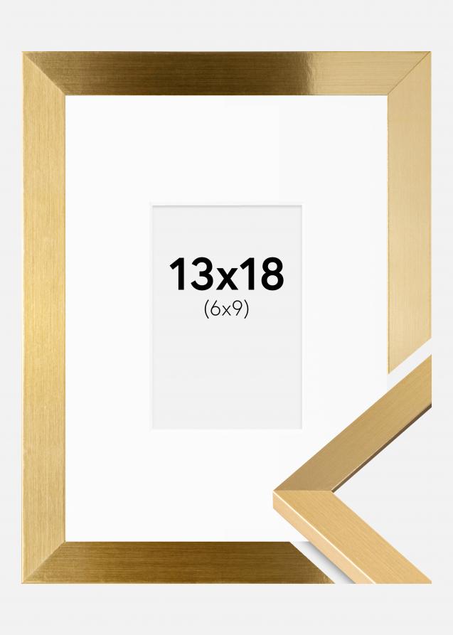 Ram med passepartou Rahmen Selection Gold 13x18 cm - Passepartout Weiß 7x10 cm