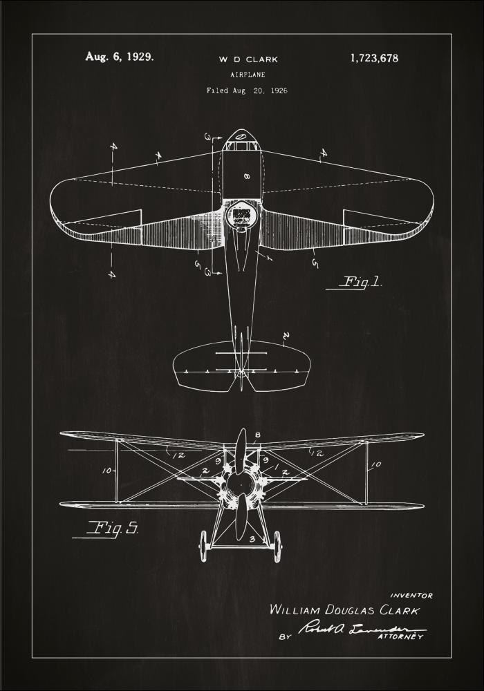 Bildverkstad Patentzeichnung - Flugzeug - Schwarz Poster
