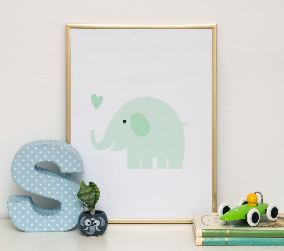 Bildverkstad Elefant Solo - Mintgrn Poster