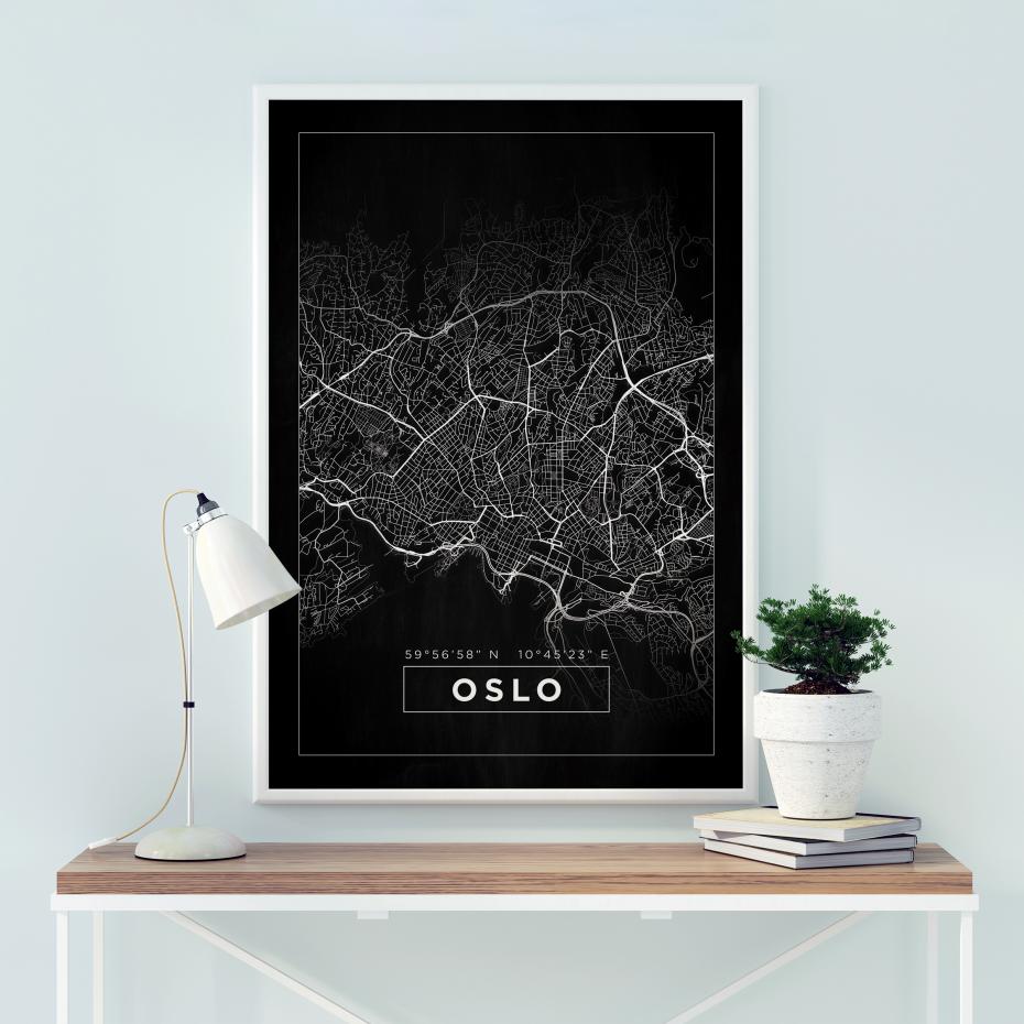 Bildverkstad Map - Oslo - Black Poster