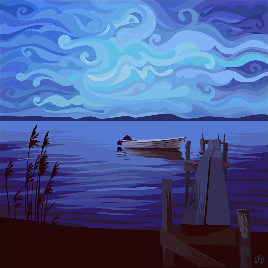 Bildverkstad Boat at dusk Poster