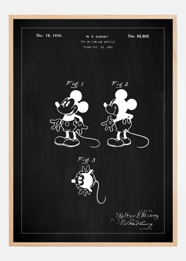 Bildverkstad Patentzeichnung - Disney - Micky Maus - Schwarz Poster