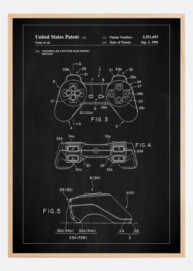 Bildverkstad Patent Print - Game Controller II - Black Poster
