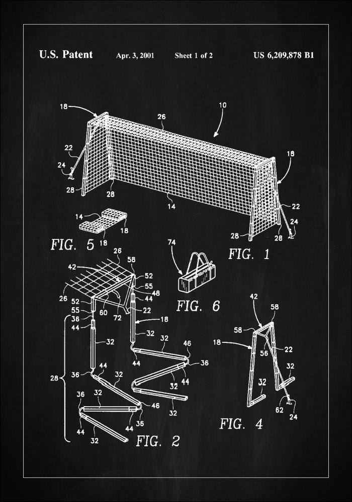 Bildverkstad Patent Print - Soccer Goal - Black Poster