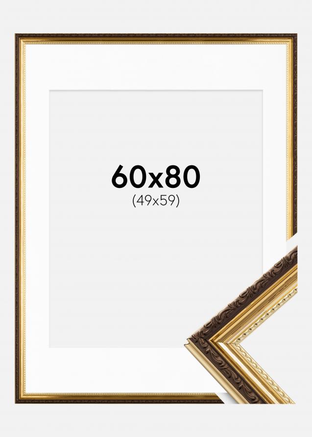 Ram med passepartou Rahmen Abisko Gold 60x80 cm - Passepartout Weiß 50x60 cm