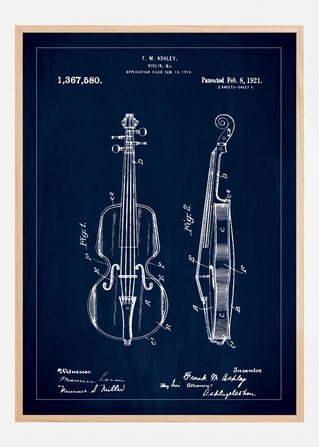 Bildverkstad Patentzeichnung - Geige - Blau Poster