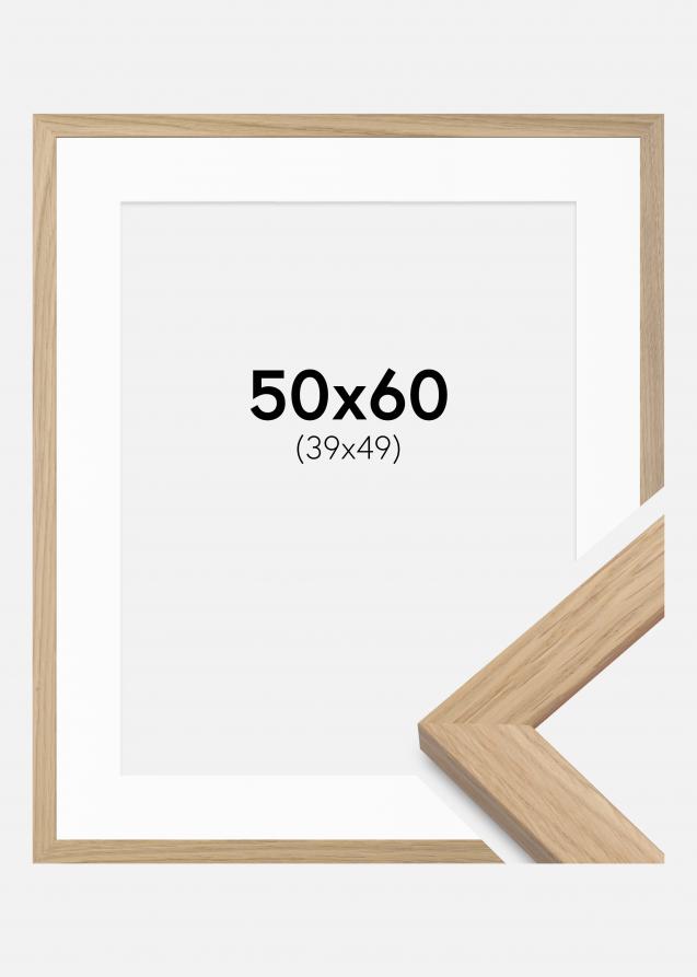 Ram med passepartou Rahmen Oak Wood 50x60 cm - Passepartout Weiß 40x50 cm