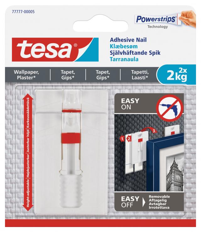 Tesa Tesa - Verstellbarer selbstklebender Nagel für alle Wandarten (max. 2x2kg)
