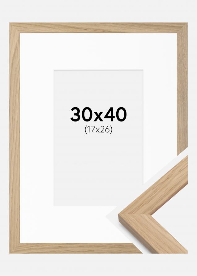 Ram med passepartou Rahmen Oak Wood 30x40 cm - Passepartout Weiß 18x27 cm