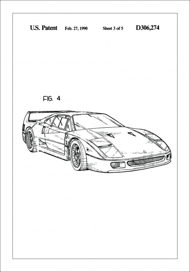 Bildverkstad Patentzeichnung - Ferrari F40 II Poster