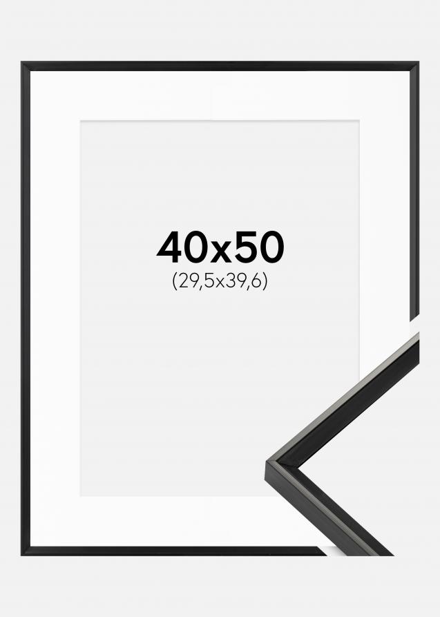 Ram med passepartou Rahmen Desire Schwarz 40x50 cm - Passepartout Weiß 12x16 inches