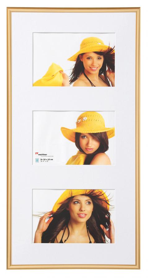 Walther New Lifestyle Collage-Rahmen Gold - 3 Bilder (10x15 cm)
