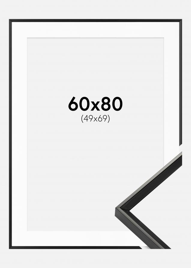 Ram med passepartou Rahmen Desire Schwarz 60x80 cm - Passepartout Weiß 50x70 cm