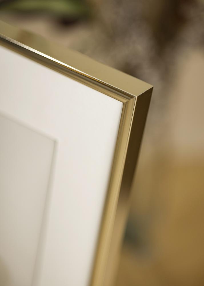 Ram med passepartou Rahmen Aluminium Gold glnzend 30x40 cm - Passepartout Wei 8x12 inches