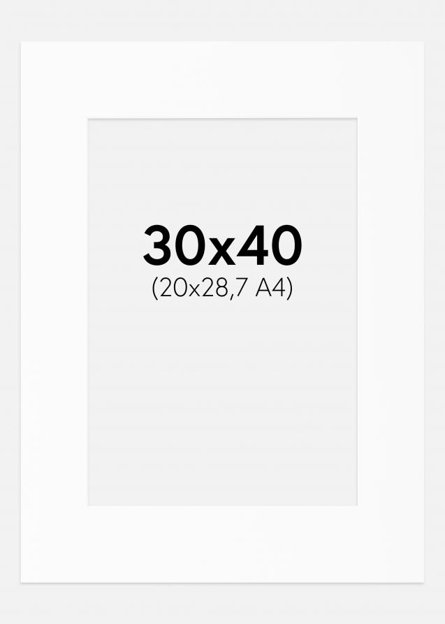 Artlink Passepartout Weiß Standard (weißer Kern) 30x40 cm (20x28,7 - A4)