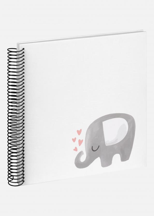 Walther Baby Elephant Hearting Spiralalbum Weiß - 24x24 cm (40 weiße Seiten / 40 Blatt)