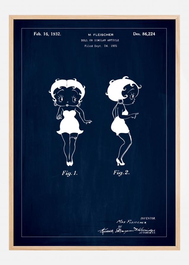 Bildverkstad Patentzeichnung - Betty Boop - Blau Poster