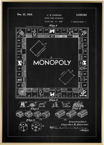 Bildverkstad Patentzeichnung - Monopoly I - Schwarz Poster