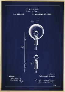 Bildverkstad Patentzeichnung - Glühbirne B - Blau Poster