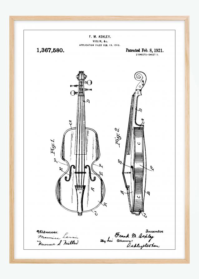 Bildverkstad Patentzeichnung - Geige Poster
