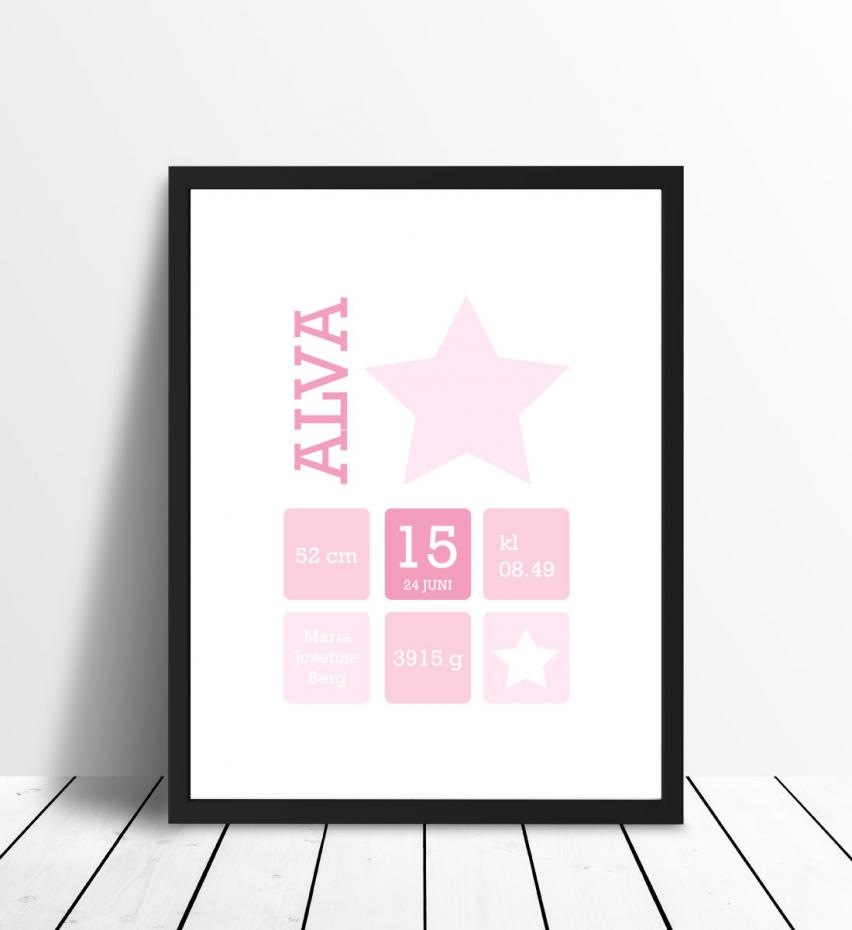 Personlig poster Star Birth Poster Pink
