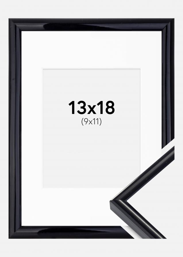 Ram med passepartou Rahmen Victoria Schwarz 13x18 cm - Passepartout Weiß 10x12 cm