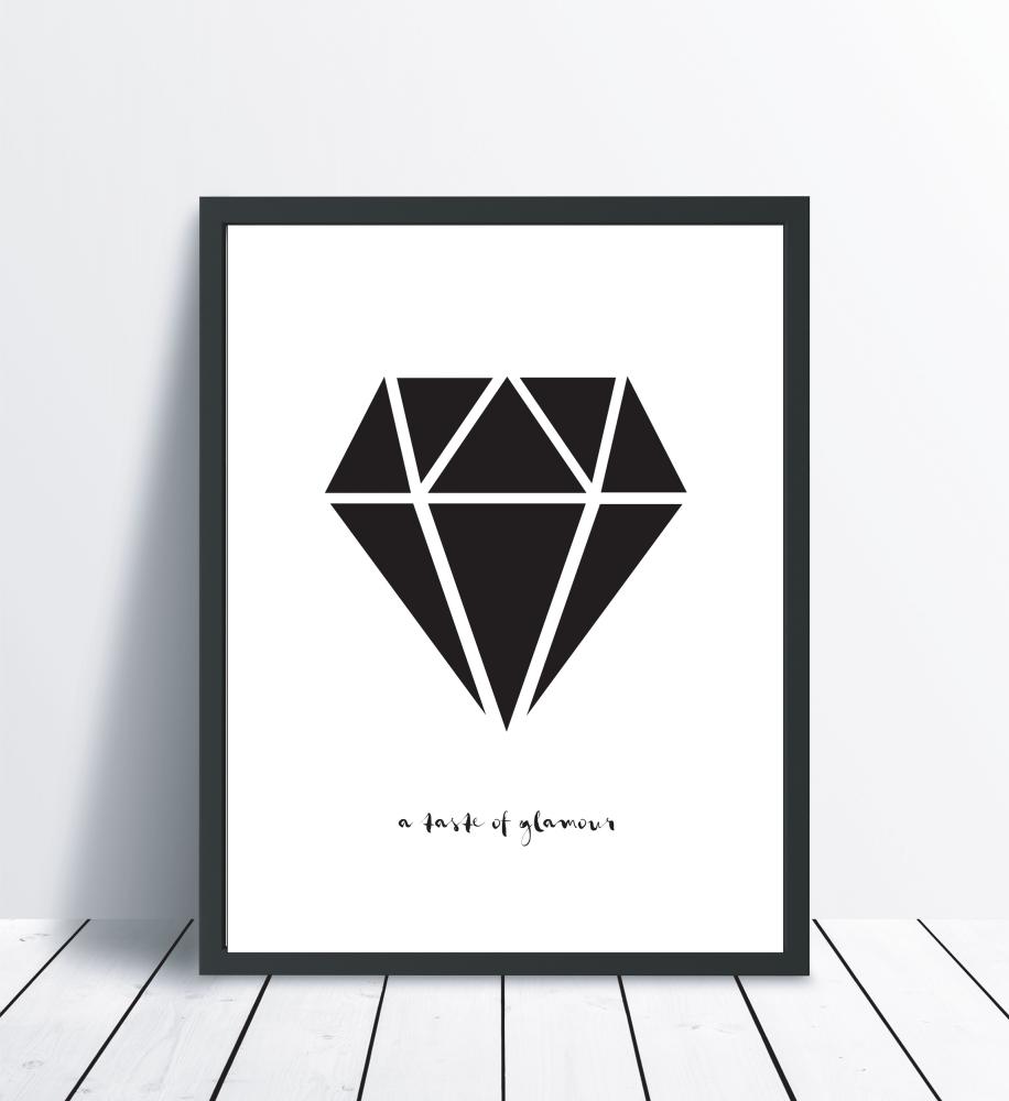 Bildverkstad Diamant - Wei mit schwarzem Druck Poster