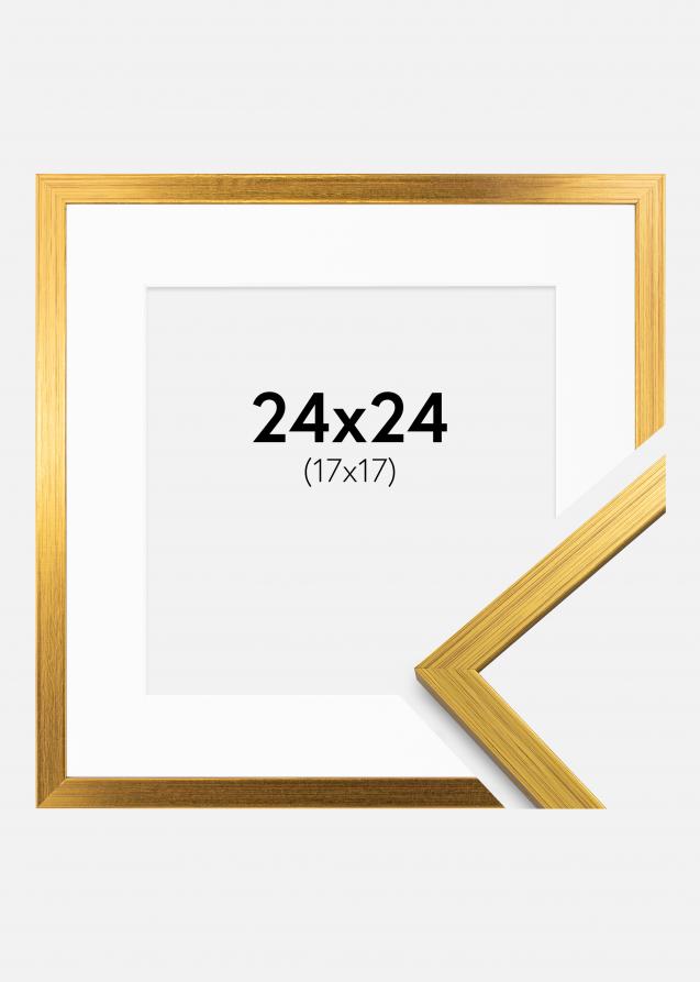 Ram med passepartou Rahmen Edsbyn Gold 24x24 cm - Passepartout Weiß 18x18 cm
