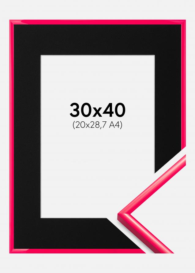 Ram med passepartou Rahmen New Lifestyle Hot Pink 30x40 cm - Passepartout Schwarz 21x29,7 cm (A4)