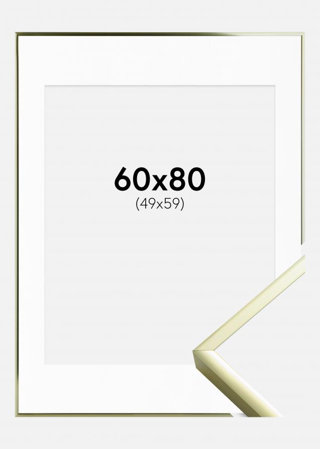 Ram med passepartou Rahmen Poster Frame Aluminum Gold 60x80 cm - Passepartout Weiß 50x60 cm