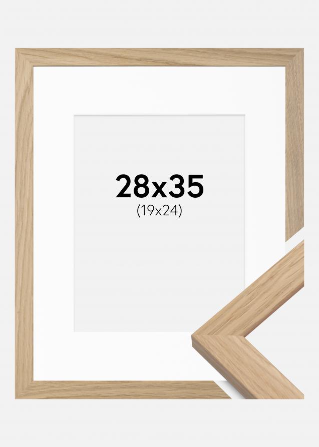 Ram med passepartou Rahmen Oak Wood 28x35 cm - Passepartout Weiß 20x25 cm