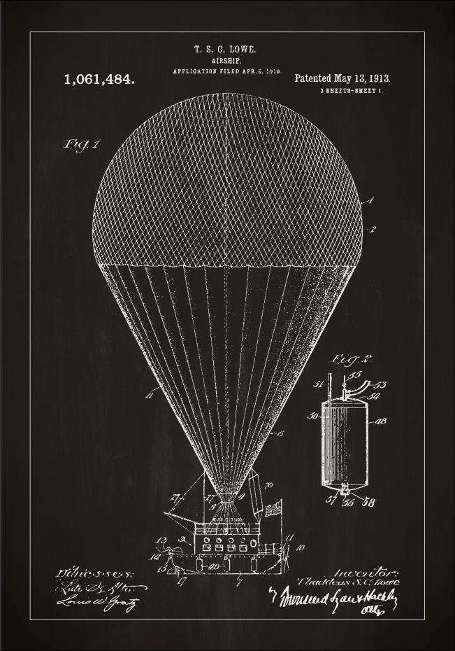 Bildverkstad Patentzeichnung - Luftschiff - Schwarz Poster