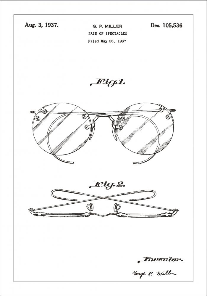 Bildverkstad Patentzeichnung - Brille A - Wei Poster