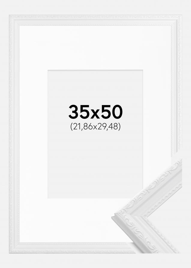 Ram med passepartou Rahmen Abisko Weiß 35x50 cm - Passepartout Weiß 9x12 inches