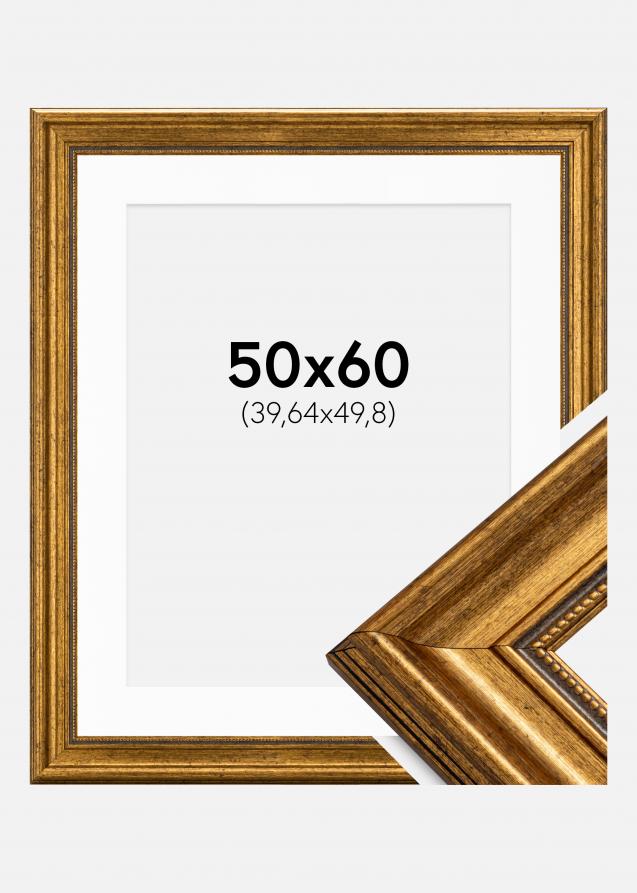 Ram med passepartou Rahmen Rokoko Gold 50x60 cm - Passepartout Weiß 16x20 inches