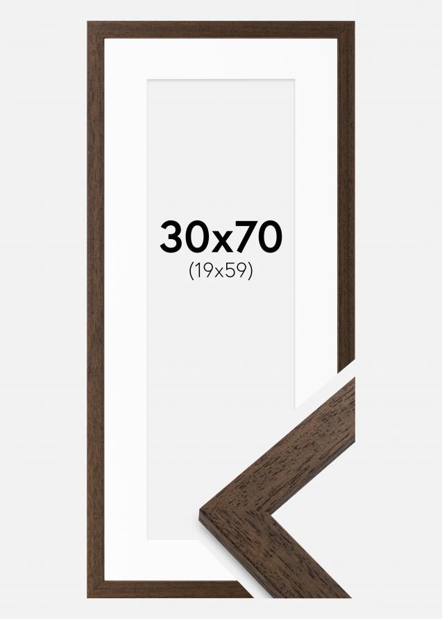 Ram med passepartou Rahmen Brown Wood 30x70 cm - Passepartout Weiß 20x60 cm