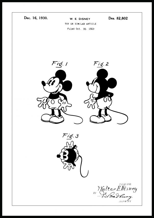 Lagervaror egen produktion Patentzeichnung - Disney - Micky Maus Poster