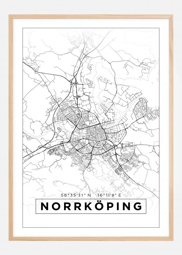 Bildverkstad Map - Norrköping - White Poster