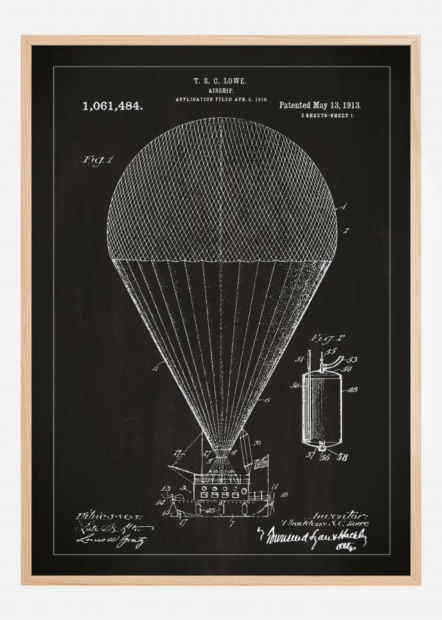 Bildverkstad Patentzeichnung - Luftschiff - Schwarz Poster
