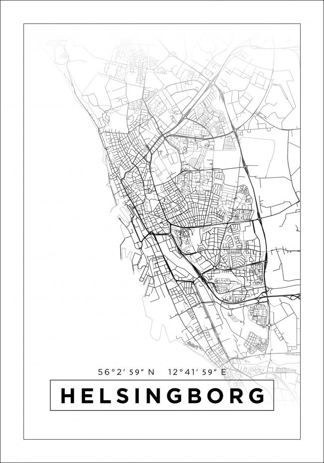 Bildverkstad Map - Helsingborg - White Poster