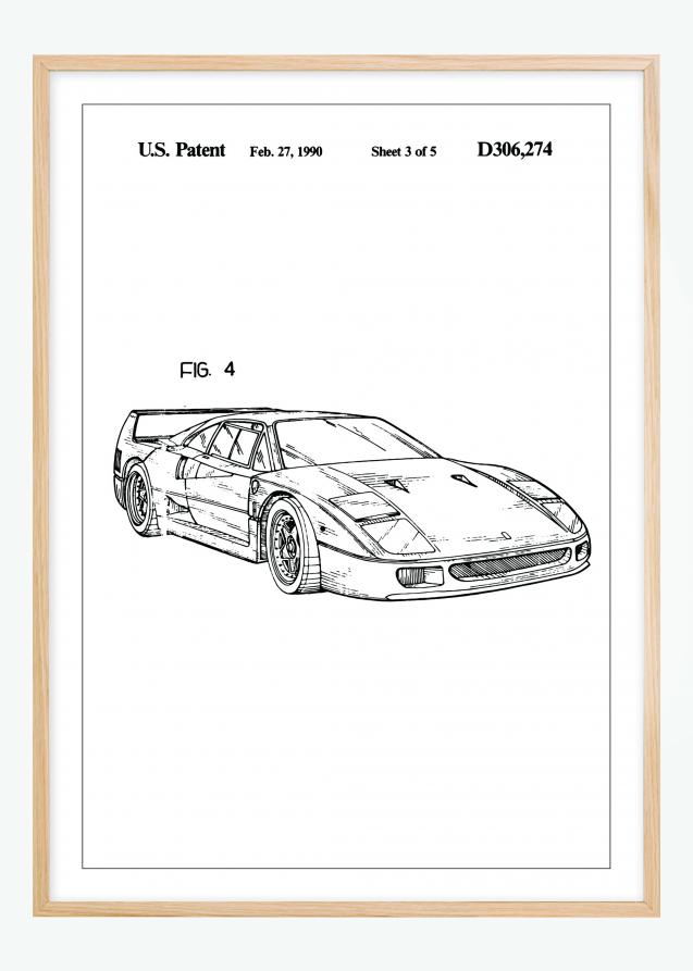 Lagervaror egen produktion Patentzeichnung - Ferrari F40 II Poster