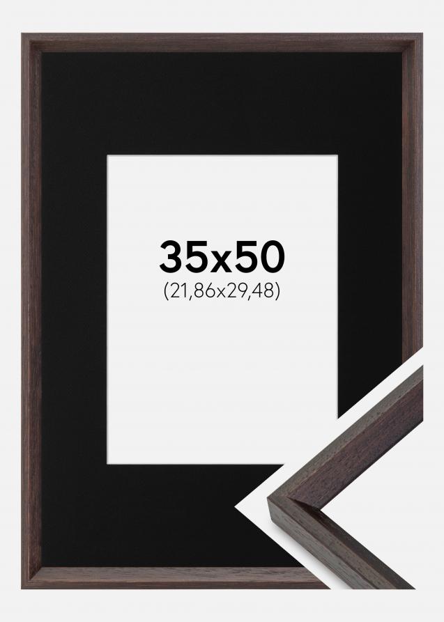 Ram med passepartou Rahmen Globe Espresso 35x50 cm - Passepartout Schwarz 9x12 inches