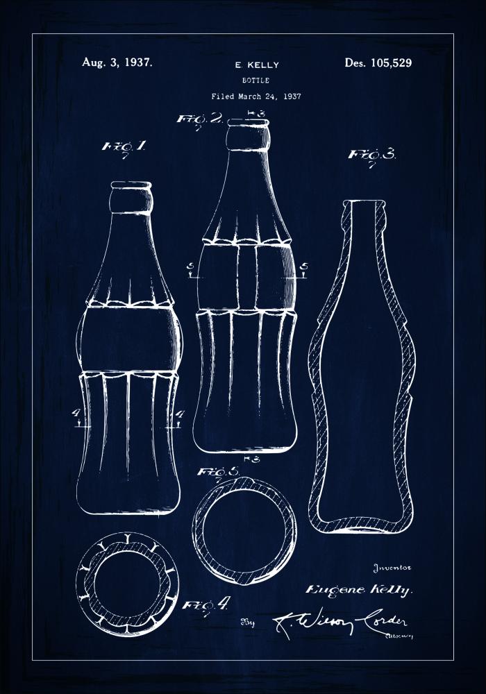 Bildverkstad Patentzeichnung - Coca-Cola-Flasche - Blau Poster