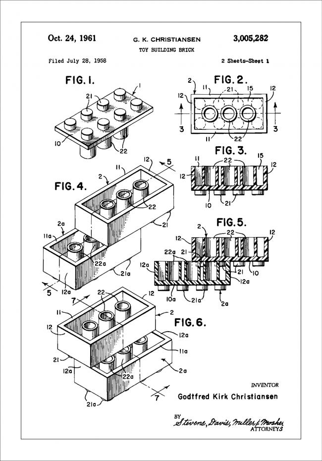 Bildverkstad Patent Print - Lego Block I - White