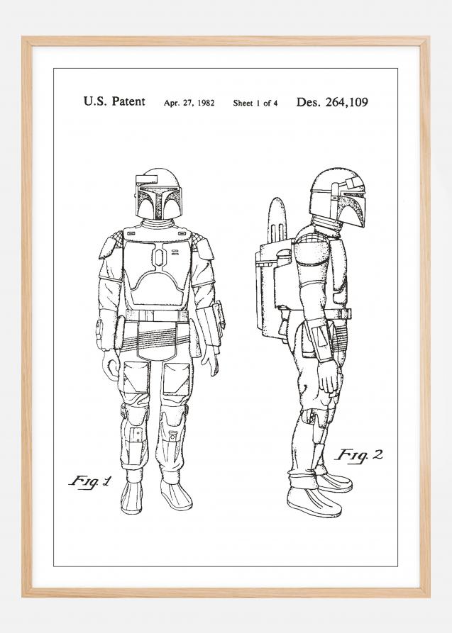 Bildverkstad Patentzeichnung - Star Wars - Boba Fett - Weiß Poster