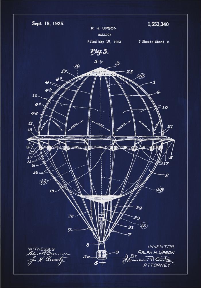Bildverkstad Patentzeichnung - Heiluftballon - Blau Poster