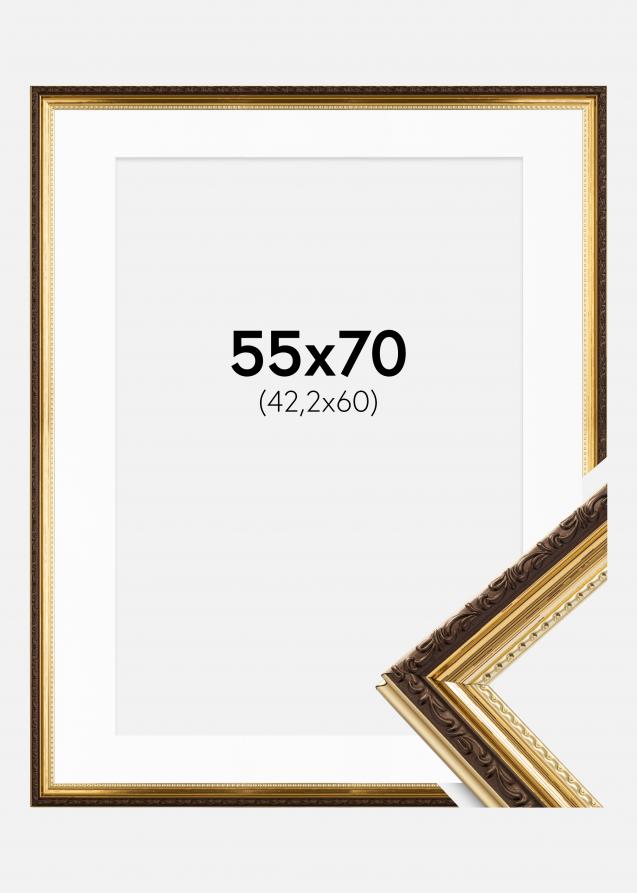 Ram med passepartou Rahmen Abisko Gold 55x70 cm - Passepartout Weiß 43,2x61 cm (A2+)