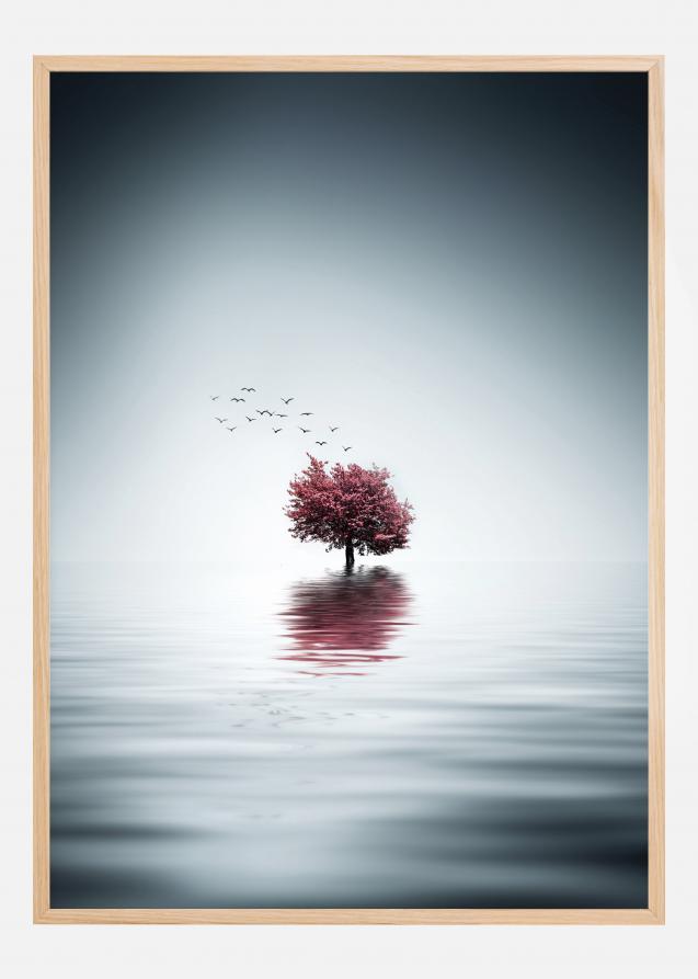 Bildverkstad Autumn Trees Reflected Blue Lake Poster